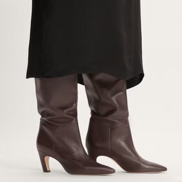 EVERLANE The Banana Boot Brown Knee High Napa Leather Point Toe Pull On 5.5 NEW - Picture 2 of 9